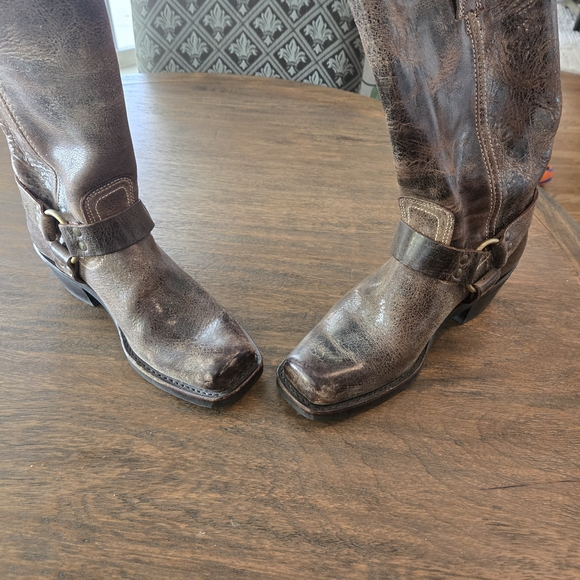 Frye Distressed Brown Harness Boots - Picture 6 of 7